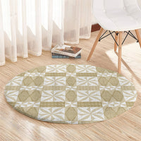 Beige Ngatu Pattern Malo e Lelei Tonga Round Carpet