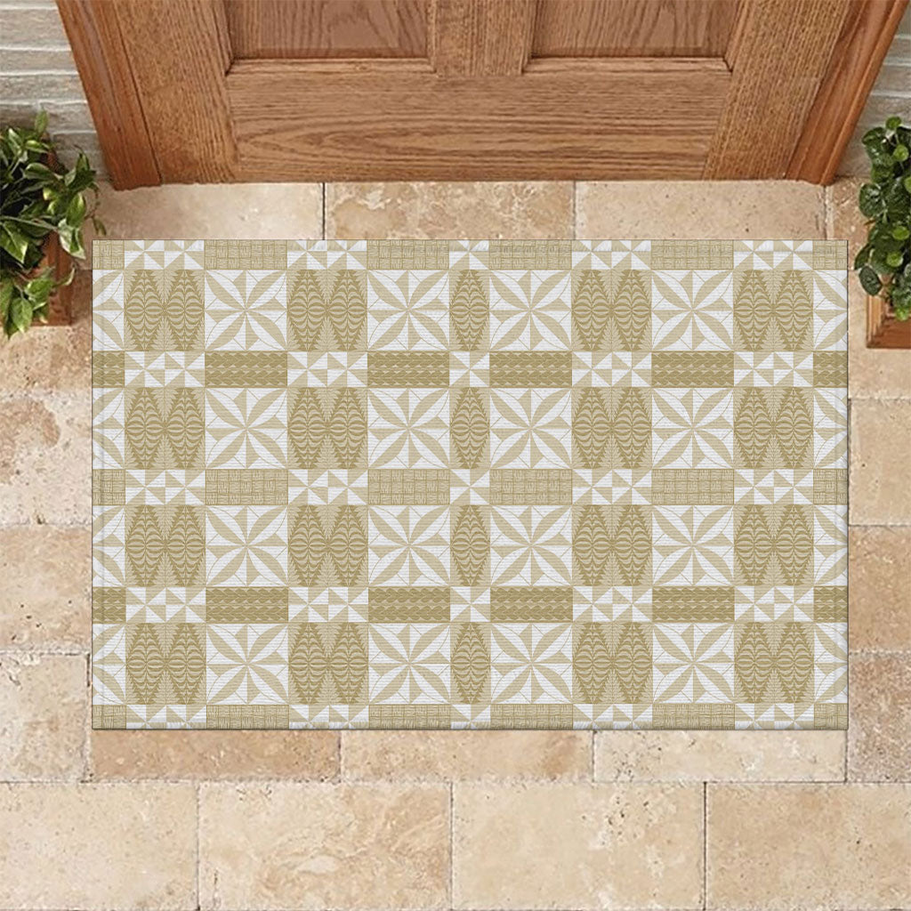 Beige Ngatu Pattern Malo e Lelei Tonga Rubber Doormat
