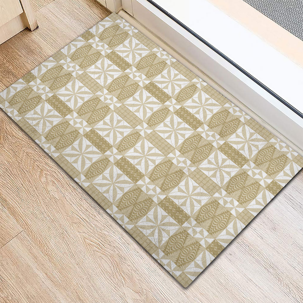 Beige Ngatu Pattern Malo e Lelei Tonga Rubber Doormat