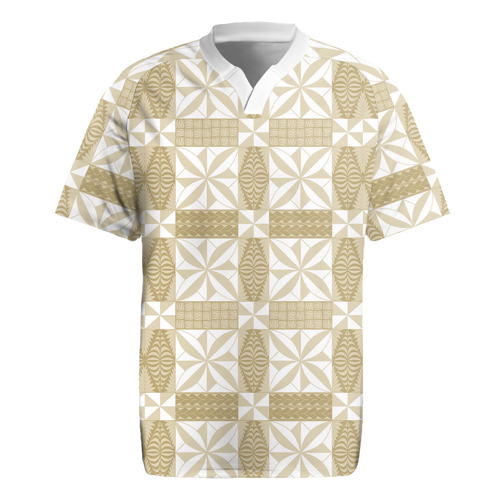 Beige Ngatu Pattern Malo e Lelei Tonga Rugby Jersey