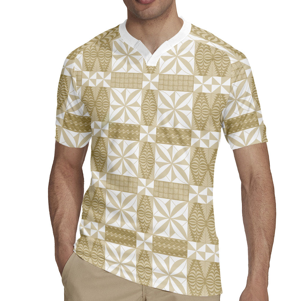 Beige Ngatu Pattern Malo e Lelei Tonga Rugby Jersey