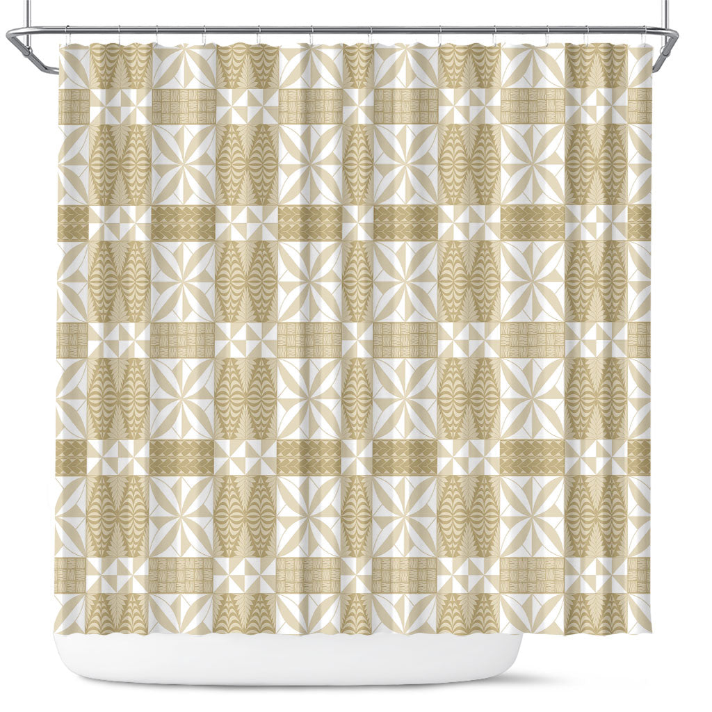 Beige Ngatu Pattern Malo e Lelei Tonga Shower Curtain