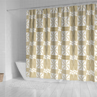Beige Ngatu Pattern Malo e Lelei Tonga Shower Curtain
