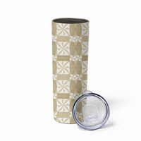Beige Ngatu Pattern Malo e Lelei Tonga Skinny Tumbler