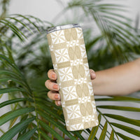 Beige Ngatu Pattern Malo e Lelei Tonga Skinny Tumbler