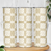 Beige Ngatu Pattern Malo e Lelei Tonga Skinny Tumbler