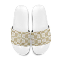 Beige Ngatu Pattern Malo e Lelei Tonga Slide Sandals