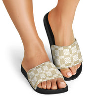 Beige Ngatu Pattern Malo e Lelei Tonga Slide Sandals