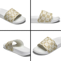 Beige Ngatu Pattern Malo e Lelei Tonga Slide Sandals