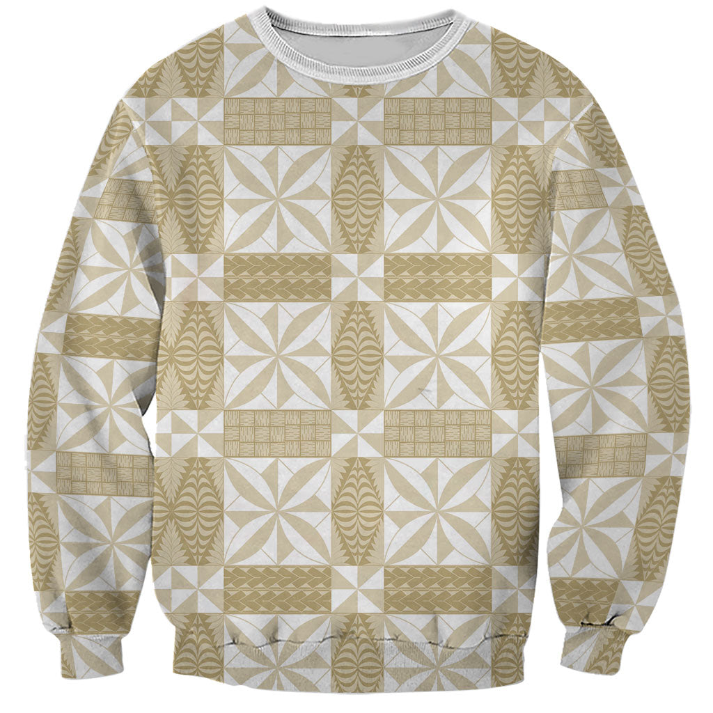 Beige Ngatu Pattern Malo e Lelei Tonga Sweatshirt
