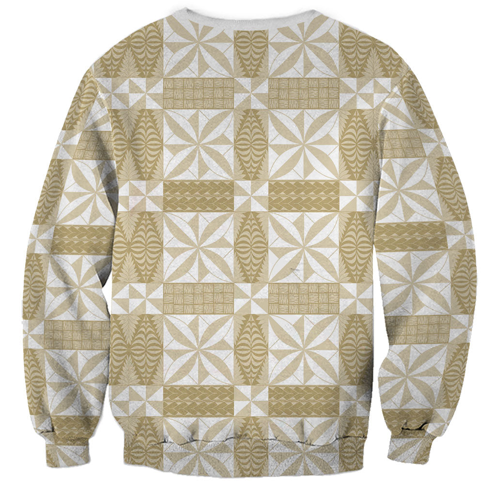 Beige Ngatu Pattern Malo e Lelei Tonga Sweatshirt