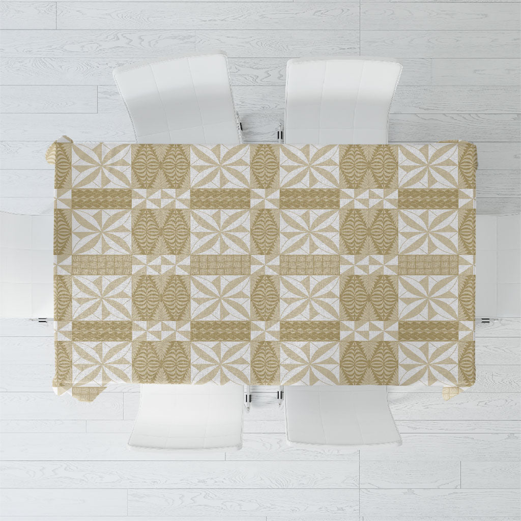 Beige Ngatu Pattern Malo e Lelei Tonga Tablecloth