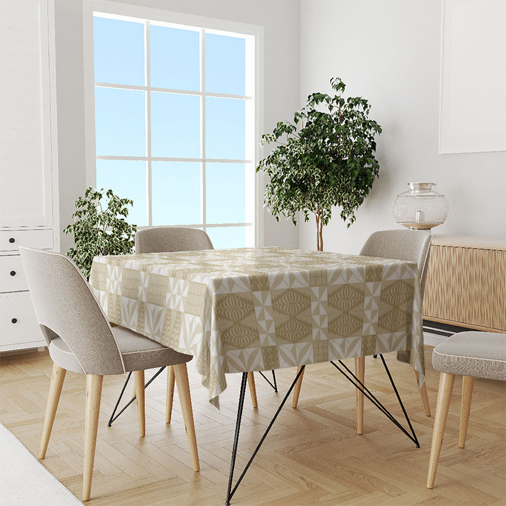 Beige Ngatu Pattern Malo e Lelei Tonga Tablecloth