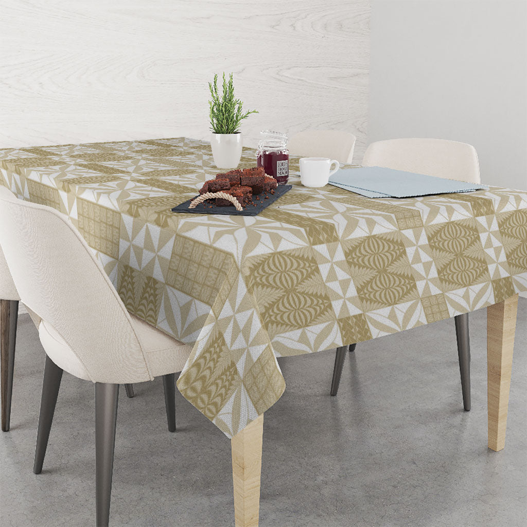 Beige Ngatu Pattern Malo e Lelei Tonga Tablecloth