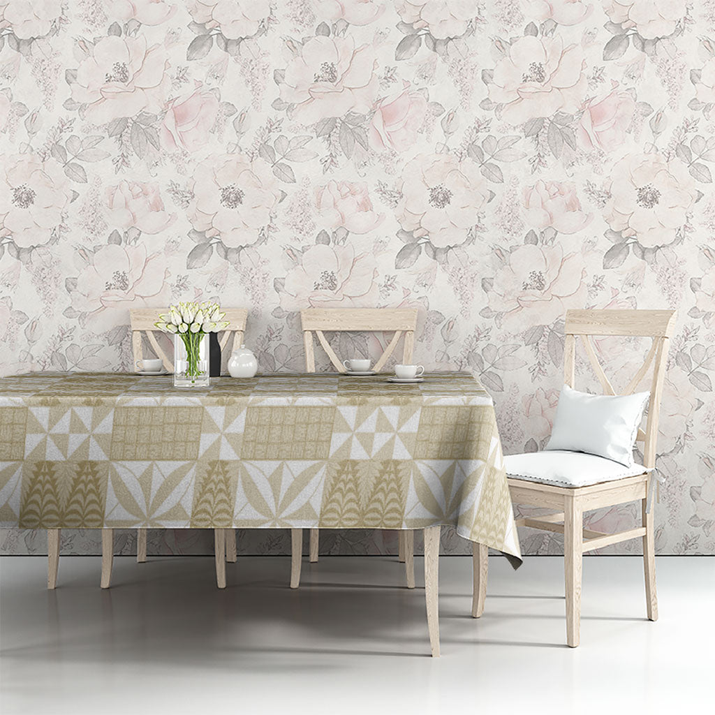 Beige Ngatu Pattern Malo e Lelei Tonga Tablecloth