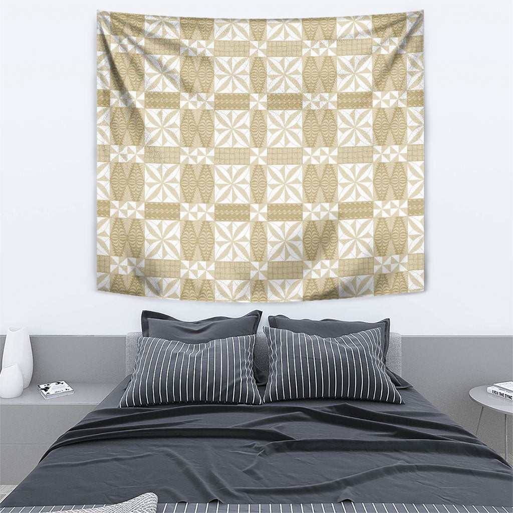 Beige Ngatu Pattern Malo e Lelei Tonga Tapestry