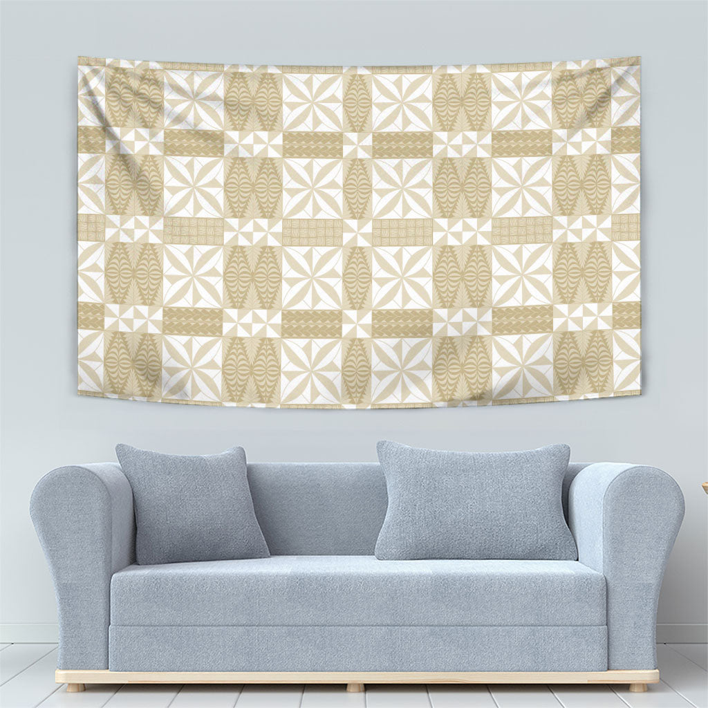 Beige Ngatu Pattern Malo e Lelei Tonga Tapestry