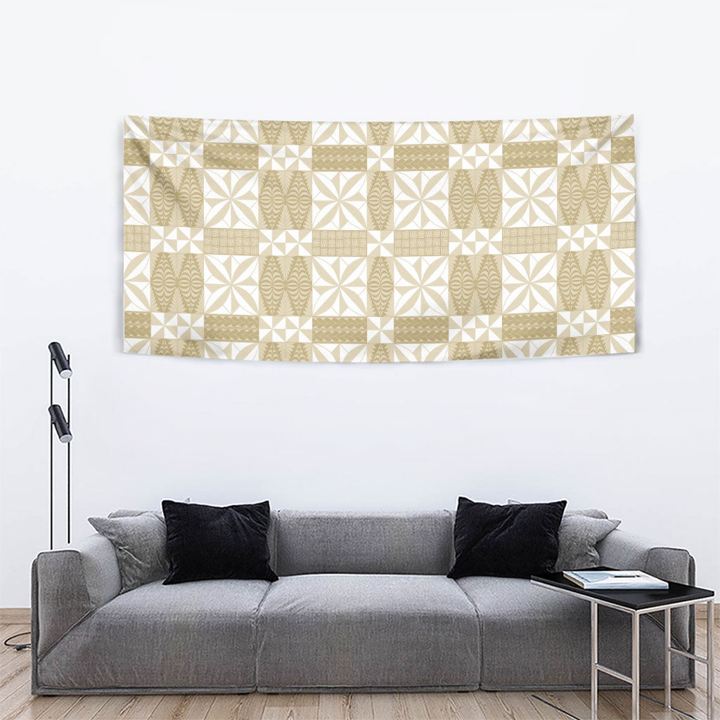 Beige Ngatu Pattern Malo e Lelei Tonga Tapestry