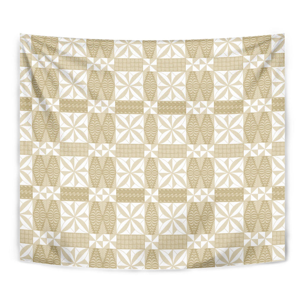 Beige Ngatu Pattern Malo e Lelei Tonga Tapestry