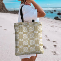 Beige Ngatu Pattern Malo e Lelei Tonga Tote Bag