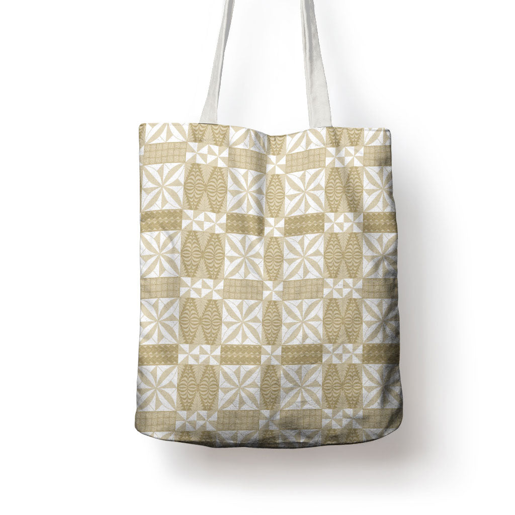 Beige Ngatu Pattern Malo e Lelei Tonga Tote Bag