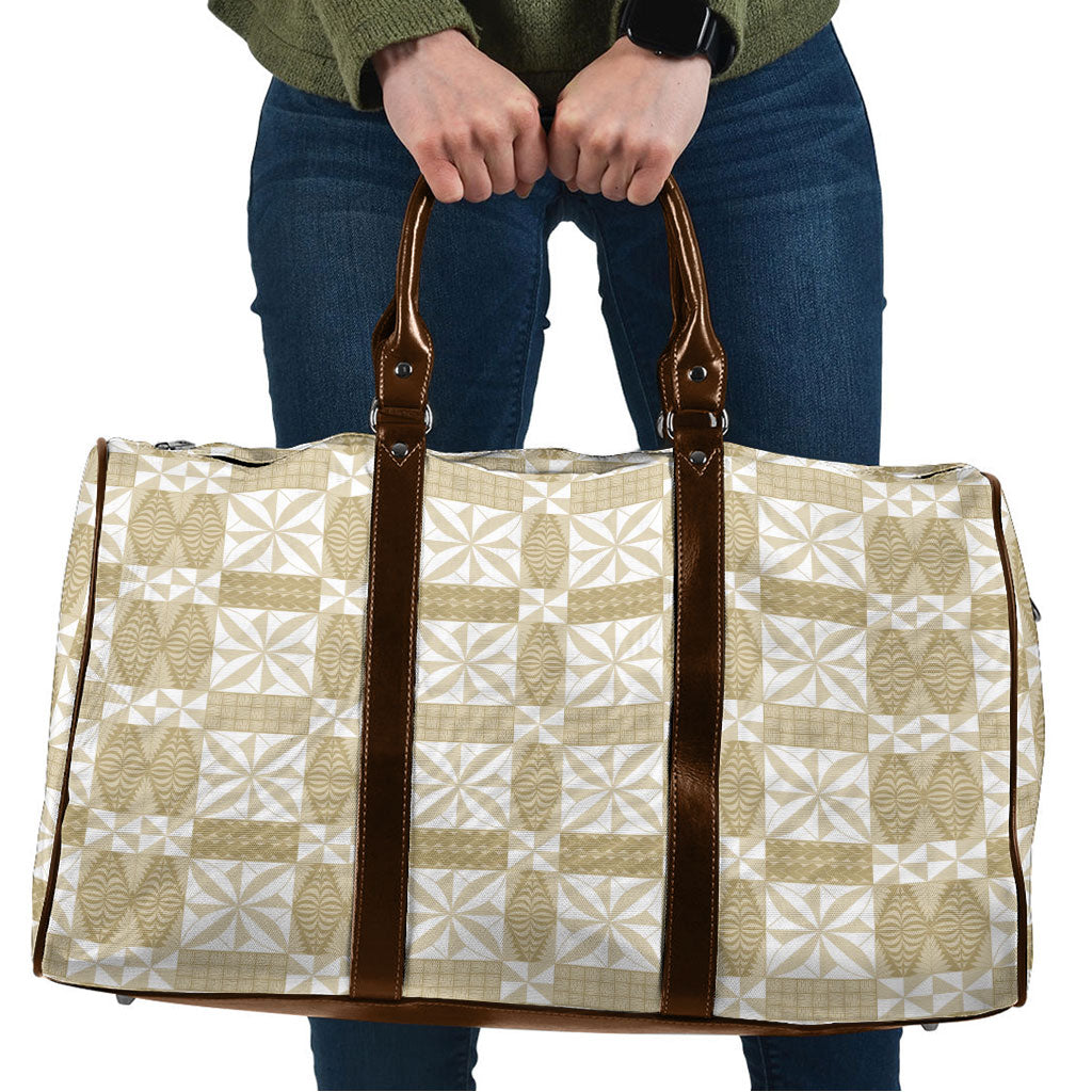 Beige Ngatu Pattern Malo e Lelei Tonga Travel Bag