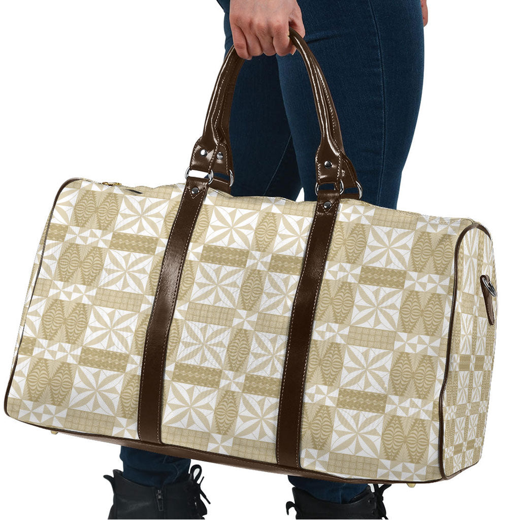 Beige Ngatu Pattern Malo e Lelei Tonga Travel Bag