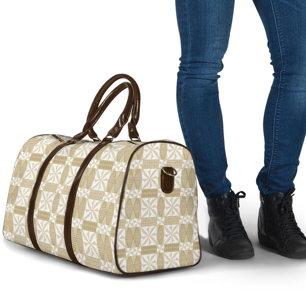 Beige Ngatu Pattern Malo e Lelei Tonga Travel Bag
