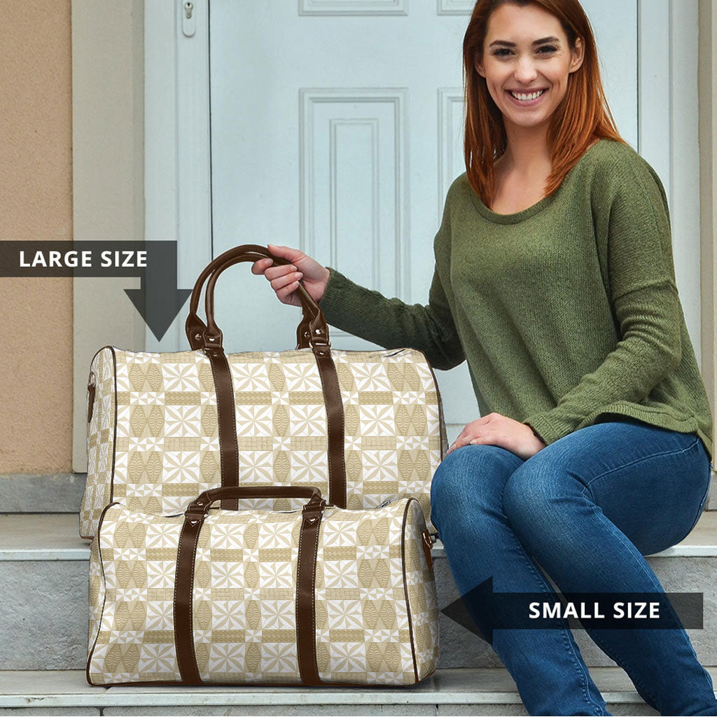 Beige Ngatu Pattern Malo e Lelei Tonga Travel Bag