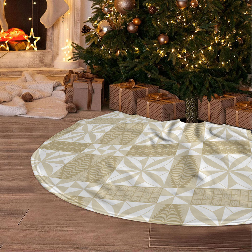 Beige Ngatu Pattern Malo e Lelei Tonga Tree Skirt