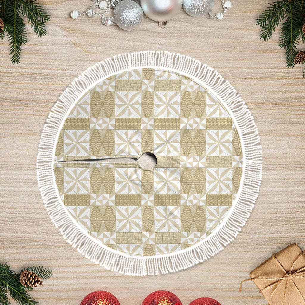 Beige Ngatu Pattern Malo e Lelei Tonga Tree Skirt