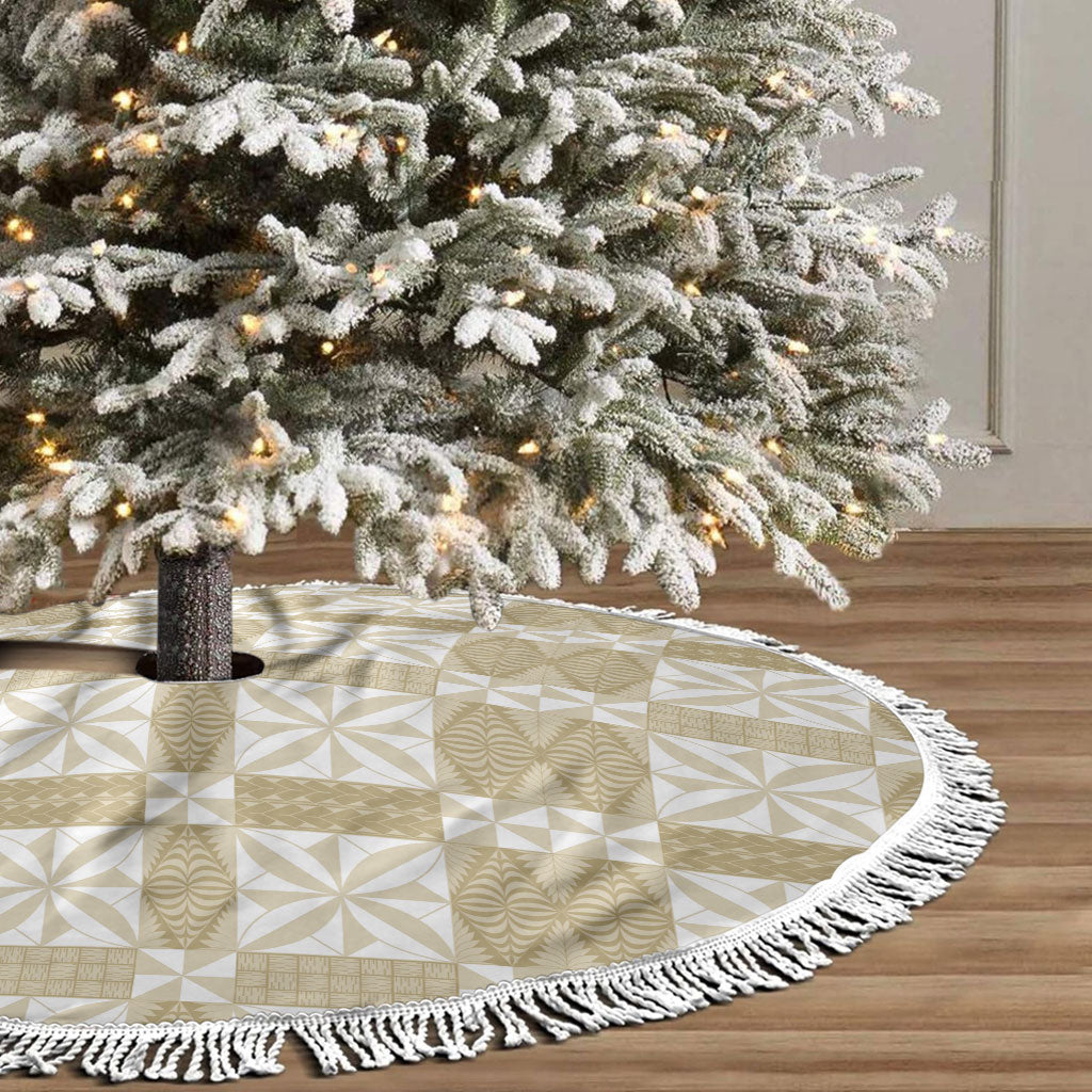 Beige Ngatu Pattern Malo e Lelei Tonga Tree Skirt