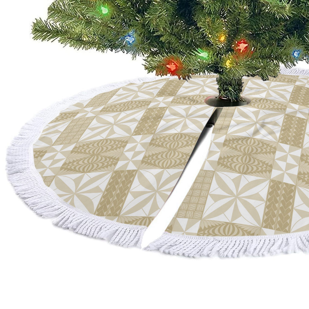 Beige Ngatu Pattern Malo e Lelei Tonga Tree Skirt