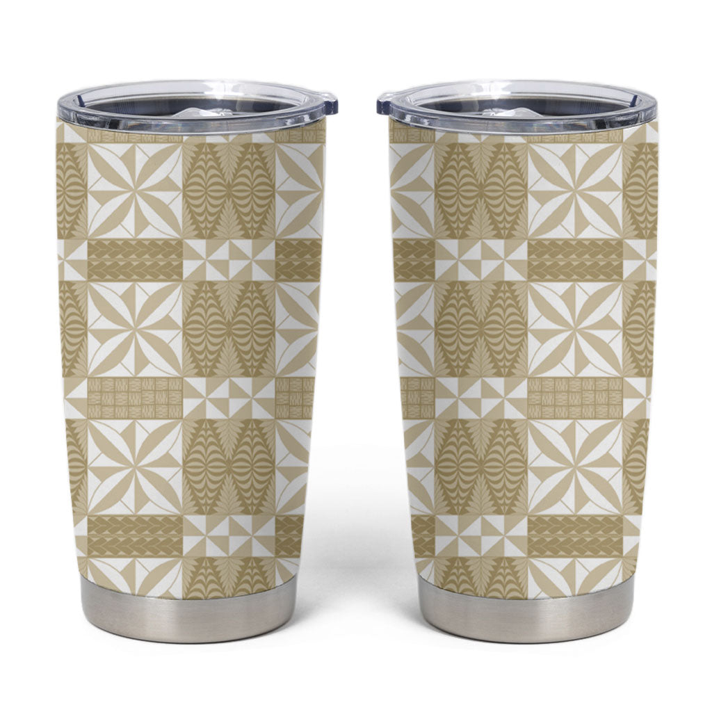 Beige Ngatu Pattern Malo e Lelei Tonga Tumbler Cup