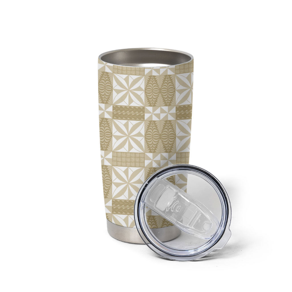 Beige Ngatu Pattern Malo e Lelei Tonga Tumbler Cup