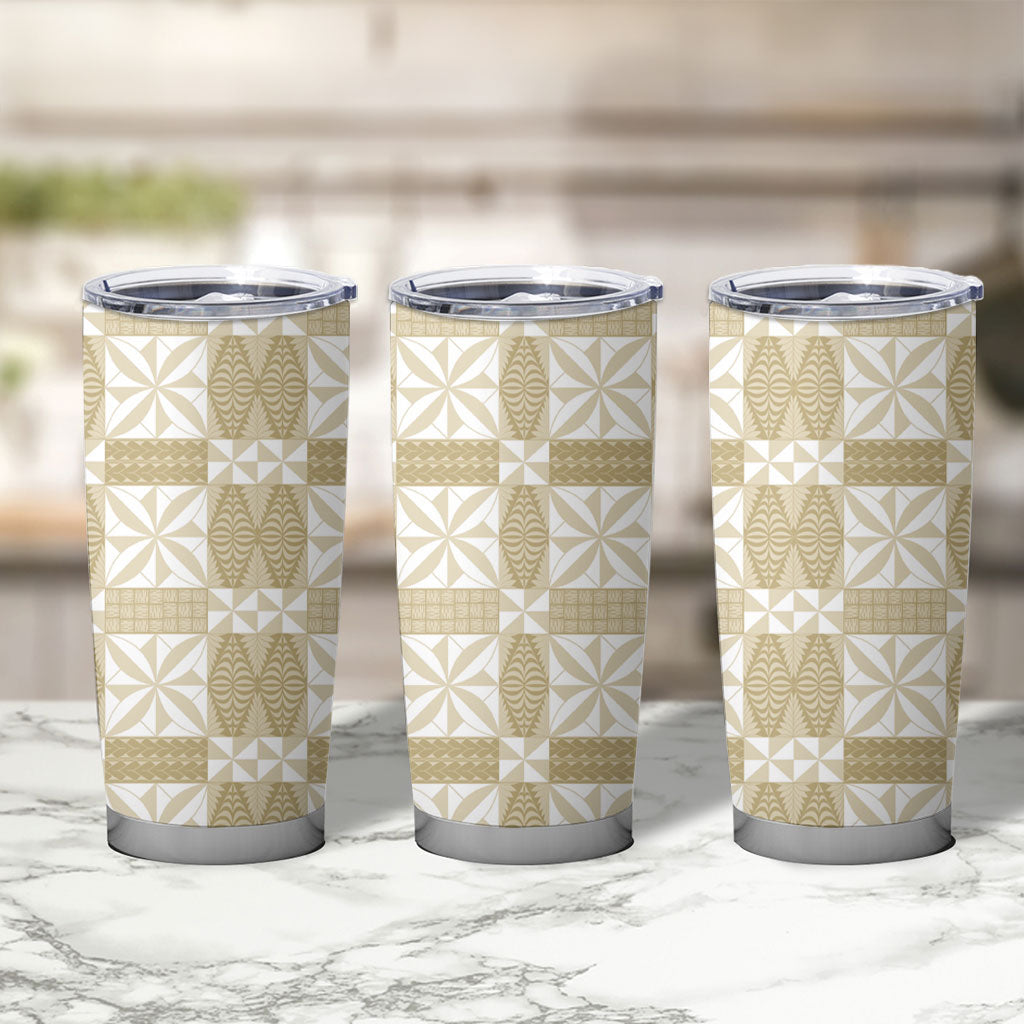 Beige Ngatu Pattern Malo e Lelei Tonga Tumbler Cup