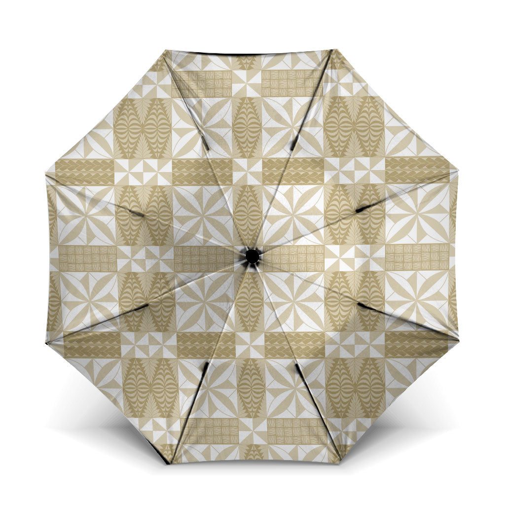 Beige Ngatu Pattern Malo e Lelei Tonga Umbrella