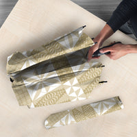Beige Ngatu Pattern Malo e Lelei Tonga Umbrella