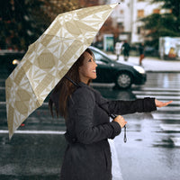 Beige Ngatu Pattern Malo e Lelei Tonga Umbrella