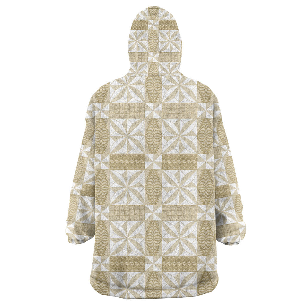 Beige Ngatu Pattern Malo e Lelei Tonga Wearable Blanket Hoodie
