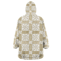 Beige Ngatu Pattern Malo e Lelei Tonga Wearable Blanket Hoodie