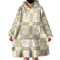 Beige Ngatu Pattern Malo e Lelei Tonga Wearable Blanket Hoodie