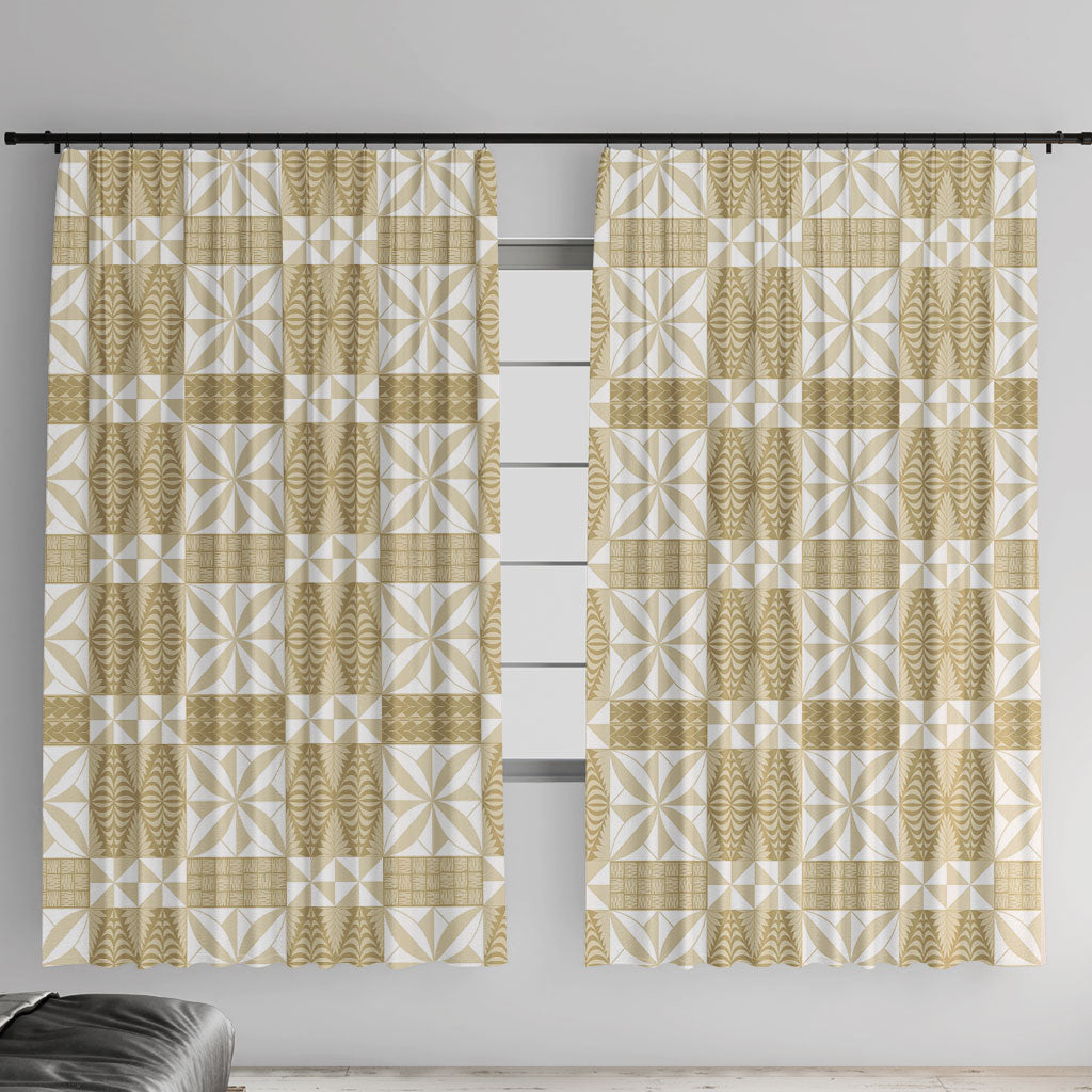 Beige Ngatu Pattern Malo e Lelei Tonga Window Curtain