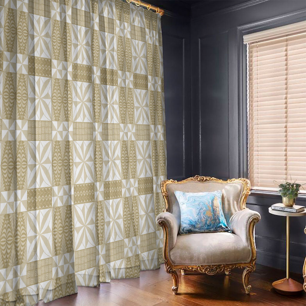 Beige Ngatu Pattern Malo e Lelei Tonga Window Curtain
