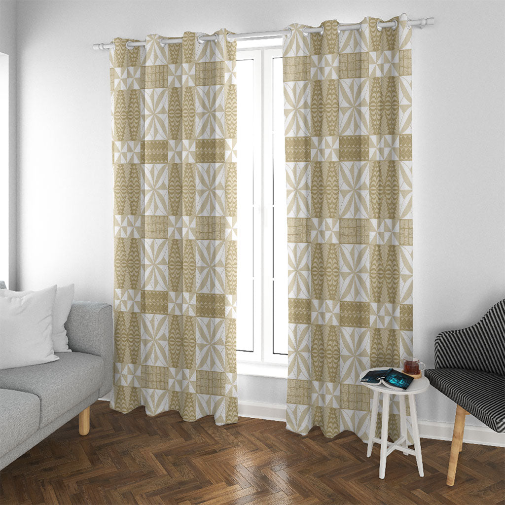 Beige Ngatu Pattern Malo e Lelei Tonga Window Curtain