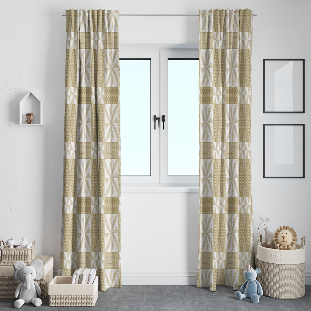 Beige Ngatu Pattern Malo e Lelei Tonga Window Curtain