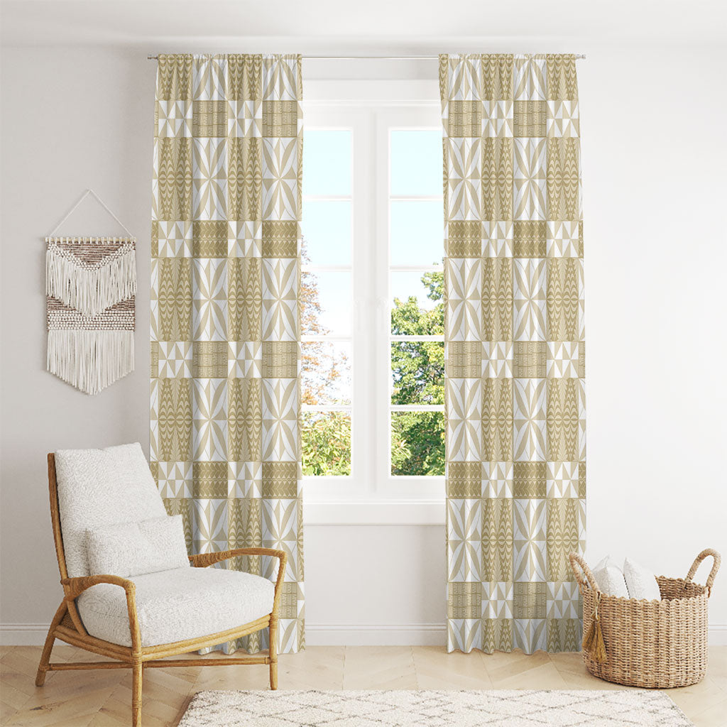 Beige Ngatu Pattern Malo e Lelei Tonga Window Curtain