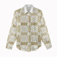 Beige Ngatu Pattern Malo e Lelei Tonga Women Casual Shirt