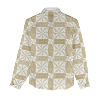 Beige Ngatu Pattern Malo e Lelei Tonga Women Casual Shirt