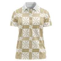 Beige Ngatu Pattern Malo e Lelei Tonga Women Polo Shirt